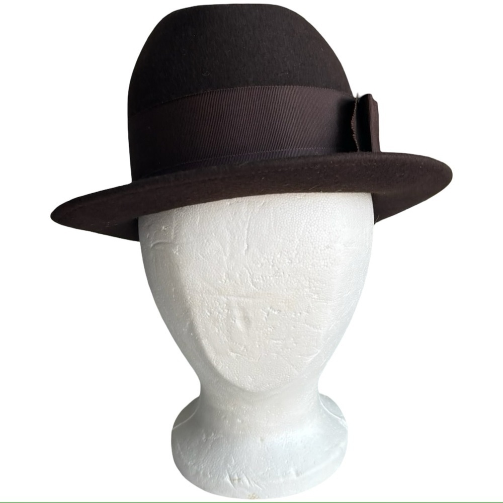 Neumann Endler Fair Field Felts Brown Wool Fedora Hat Vintage - 21.5” - Picture 2 of 8